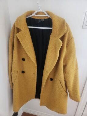 H&M Mustard Yellow Double-Breasted Coat